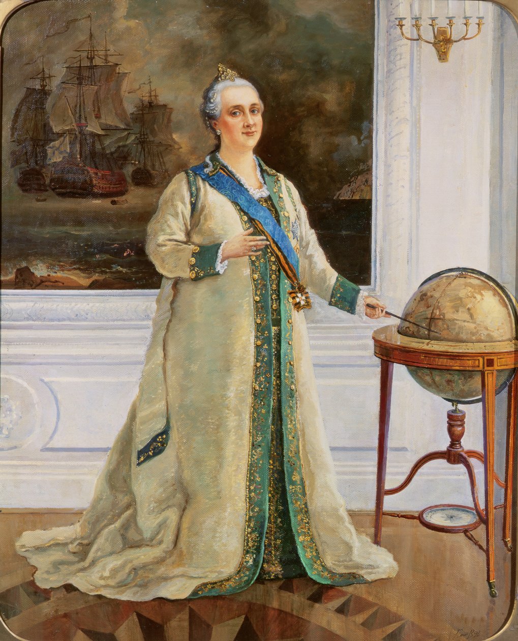 Kaiserin Katharina II. (1729-96) in voller Marineuniform von Sergei Varlenovich Pen