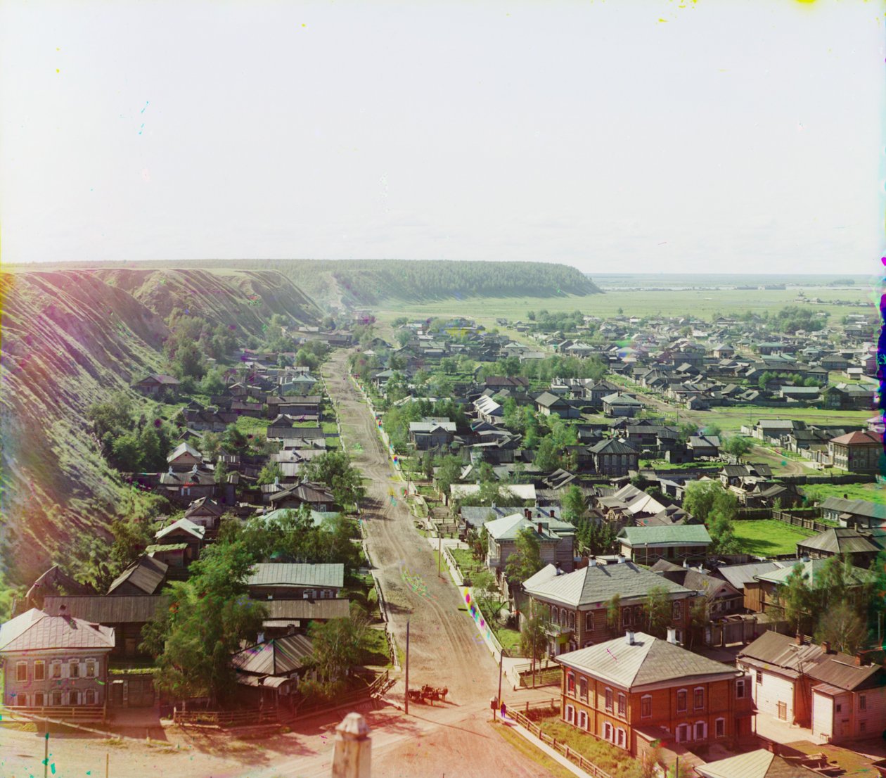 Stadt Tobolsk (von der Mariä-Entschlafens-Kathedrale), wo 1917 nach der Februarrevolution Zar Nikolaus und seine Familie im Gouverneurshaus lebten, 1905-1915 von Sergey Prokudin Gorsky