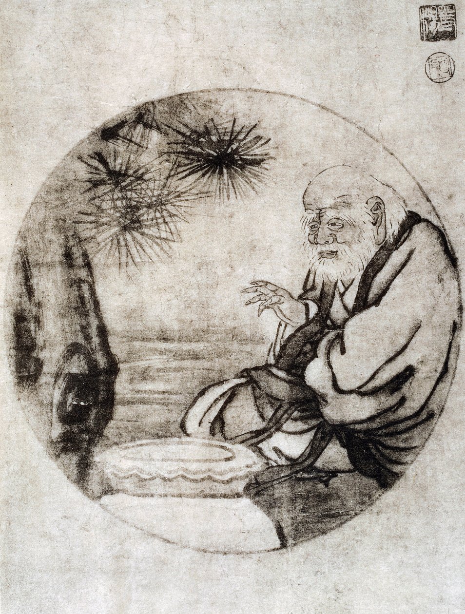 Porträt von Lao-Tzu, chinesischer Philosoph aus dem 6. Jahrhundert v. Chr., Zeichnung von Sesshu Toyo (1420-1506), japanische Zivilisation, Muromachi-Periode von Sesshû Tôyô