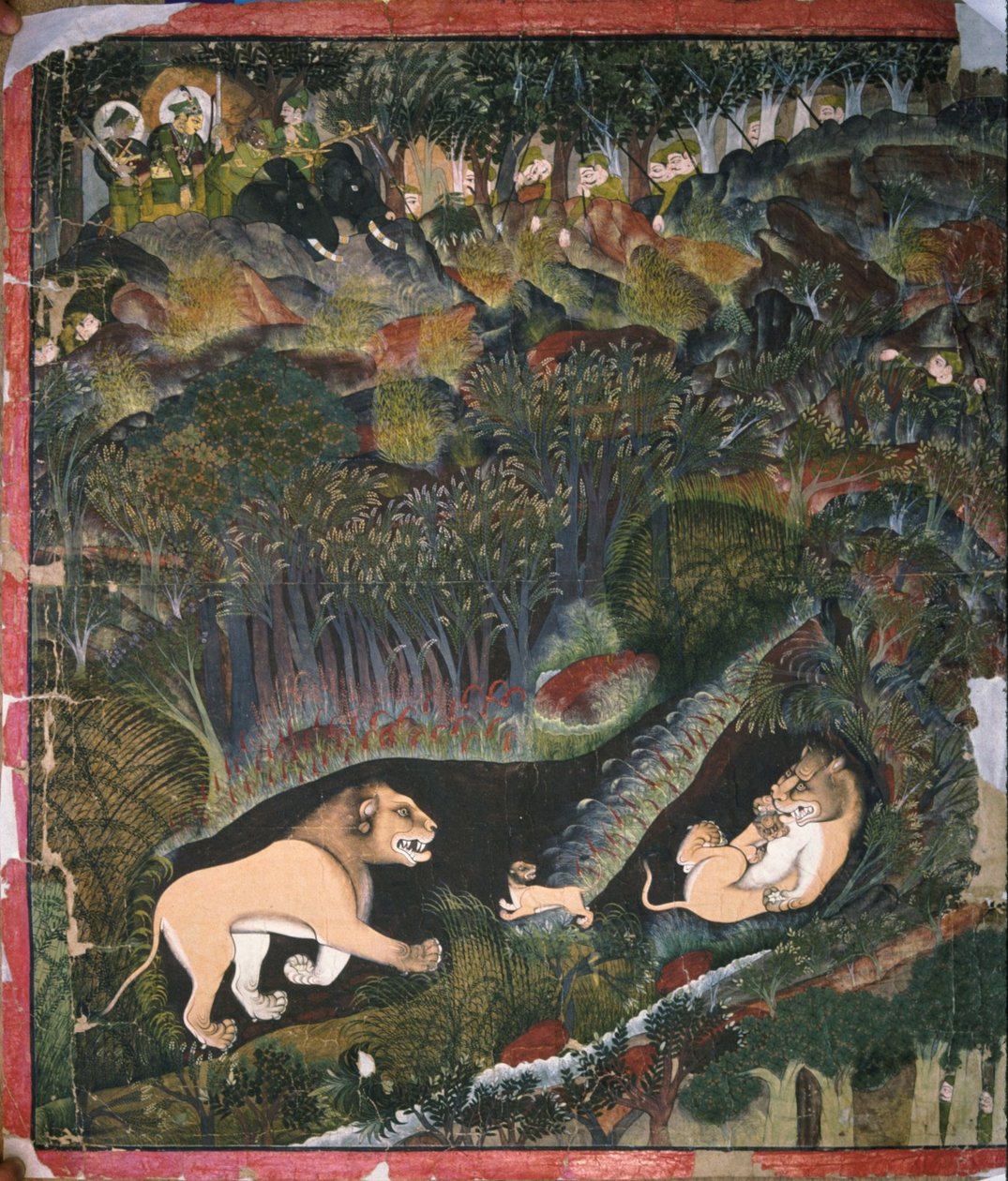 Brijnathji und Durjan Sal sichten ein Löwenrudel von Shaykh Taju