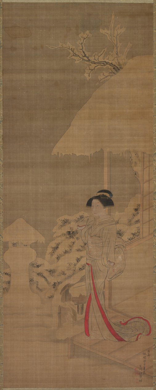 Schönheit (Bijin) im Schnee von Shiba Kokan