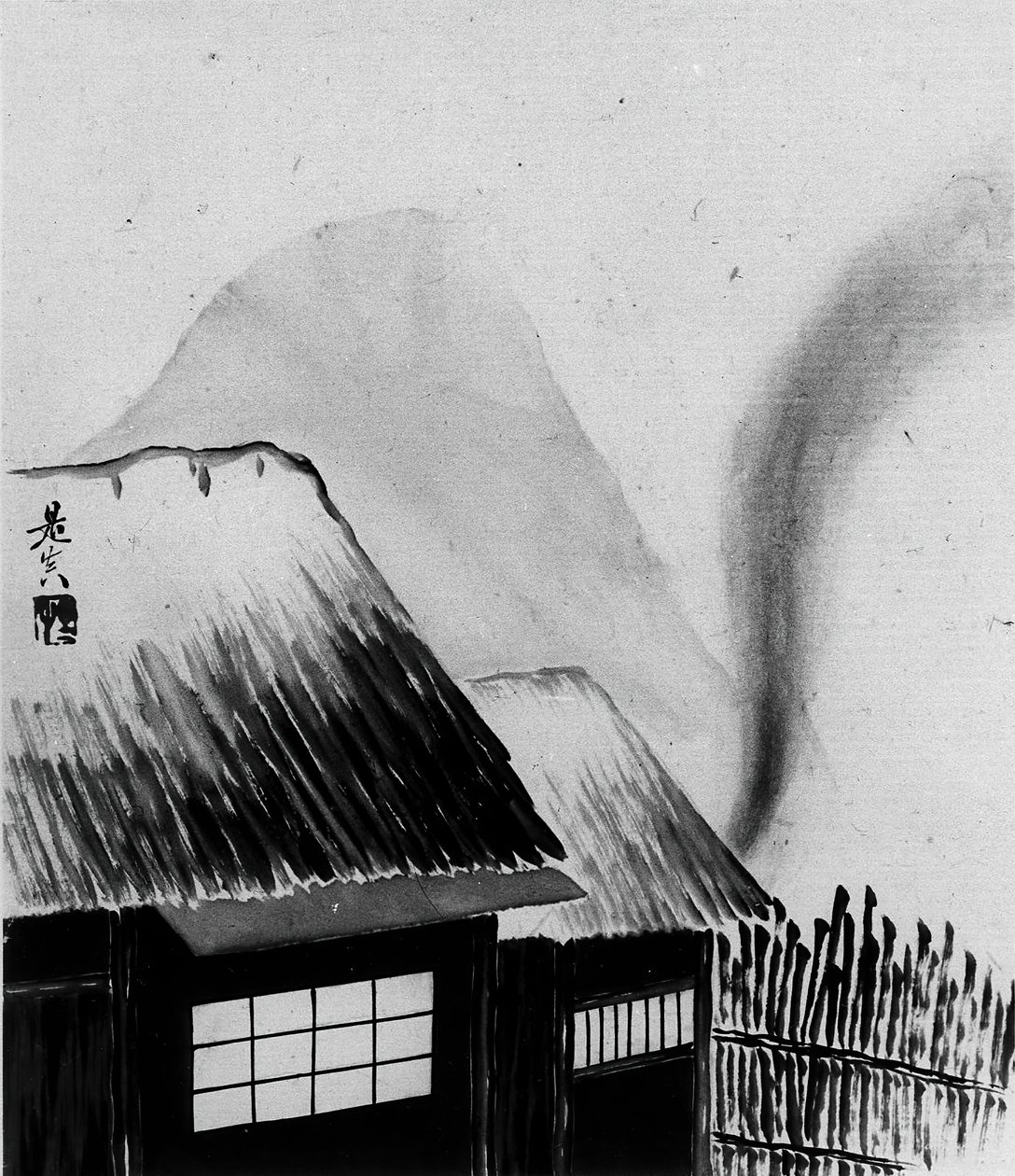 Hütte und Berge, 19. Jahrhundert von Shibata Zeshin