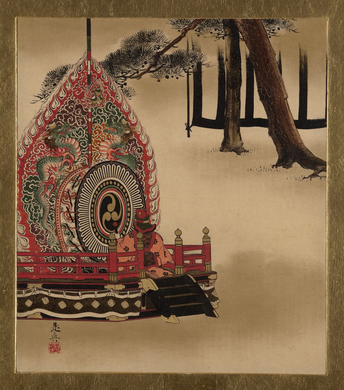 Lackmalereien zu verschiedenen Themen: Trommel für Gagaku-Tanz, 1882 von Shibata Zeshin