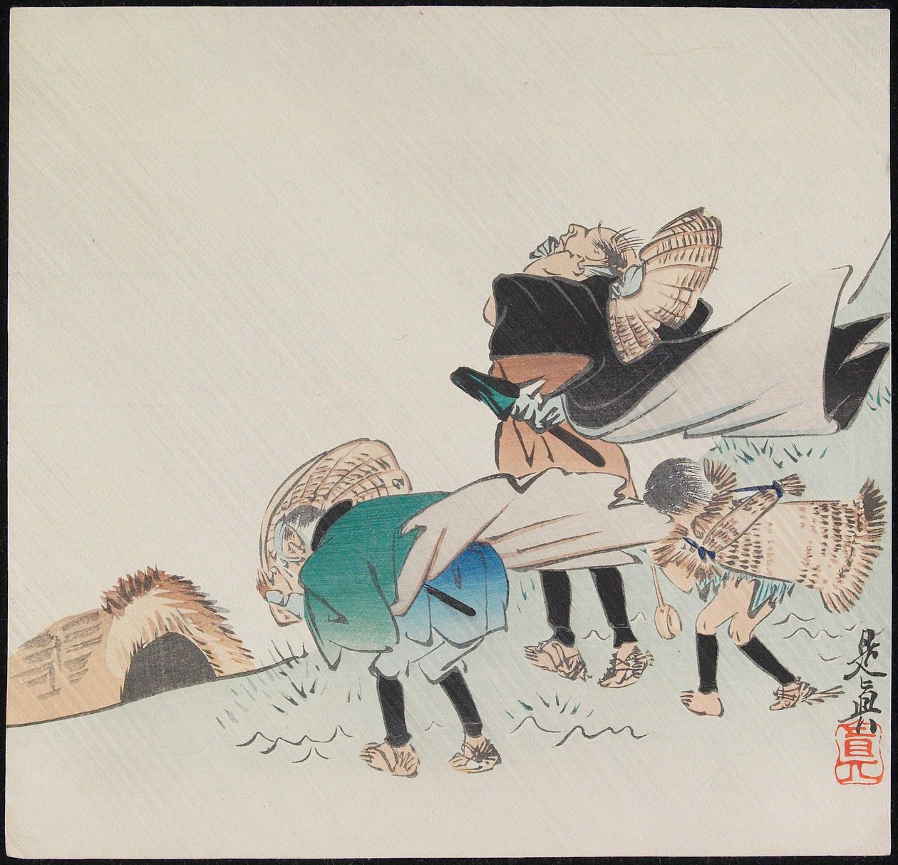Reisende im Sturm von Shibata Zeshin
