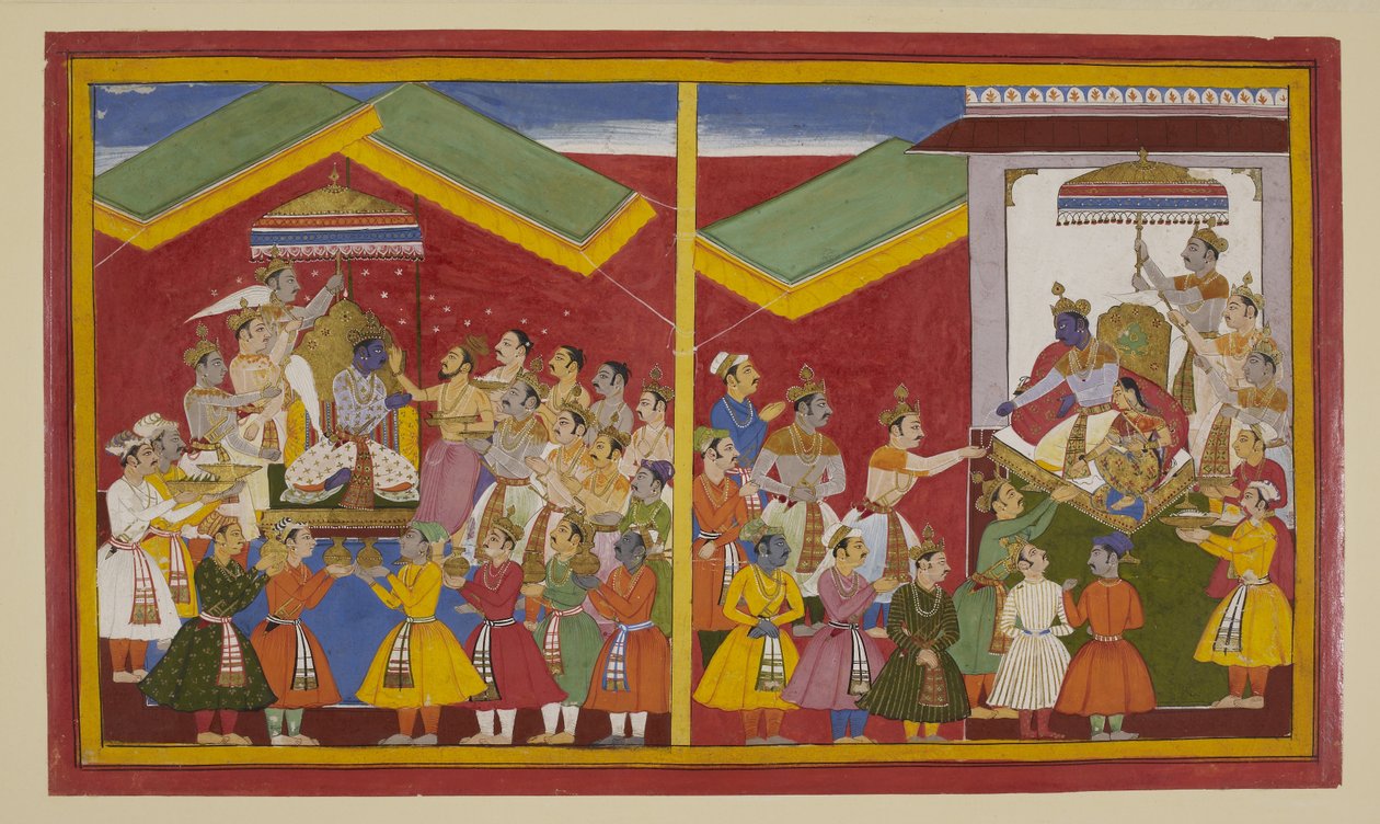Rāma wird gekrönt und belohnt seine Verbündeten; Sītā schenkt Hanumān ihre Halskette von S?hibdin S?hibdin