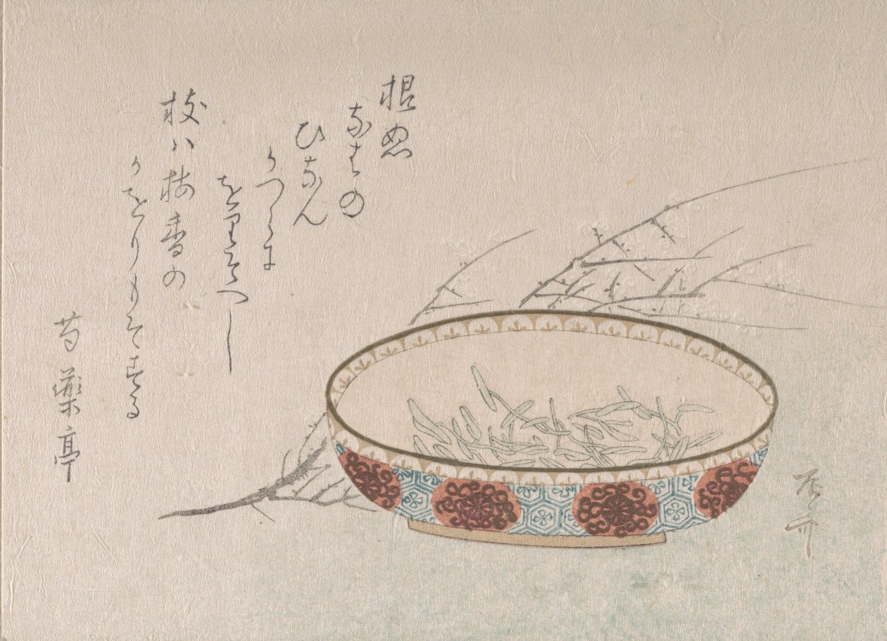 Zweig von Pflaumenblüten und Schale, 19. Jahrhundert von Shinsai