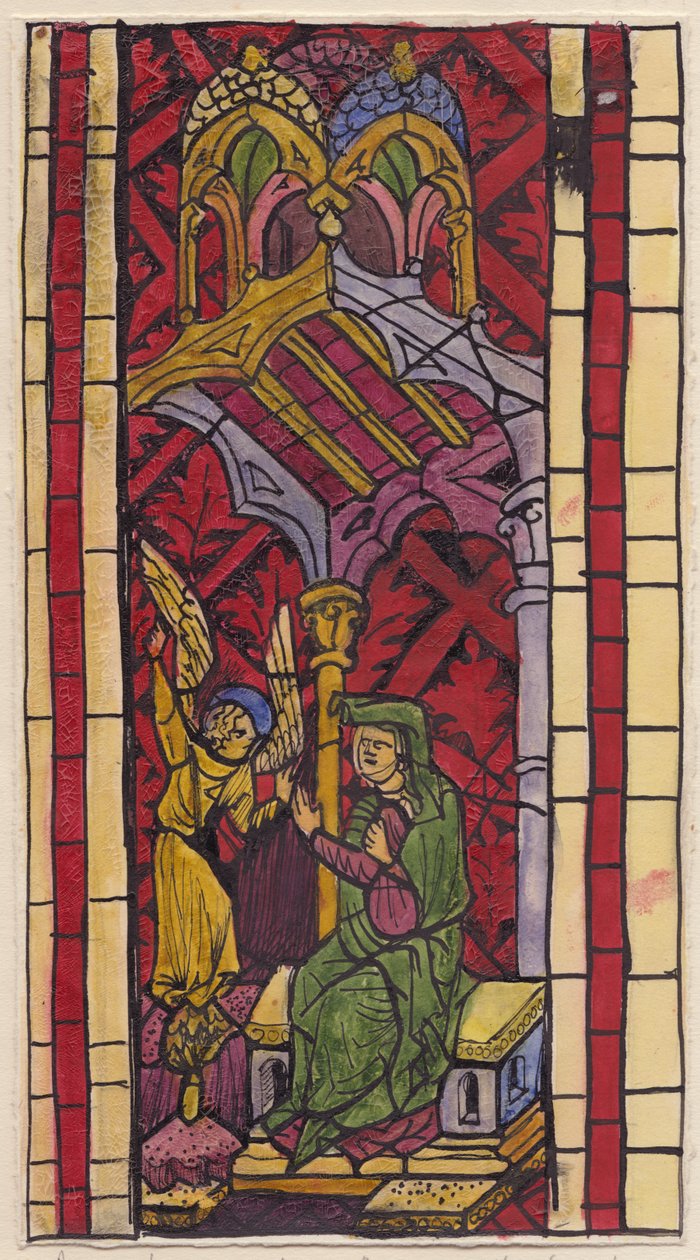Die Verkündigung an St. Anna, Abschnitt eines Glasfensters, 1951 von Shirley Markham