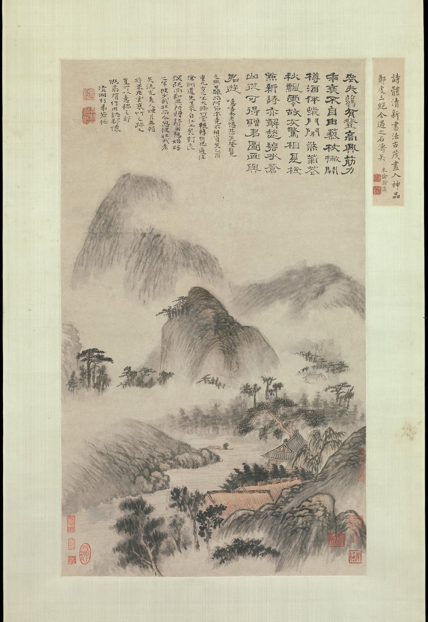 Landschaft gemalt am Doppelneuntenfest, datiert 1705 von Shitao