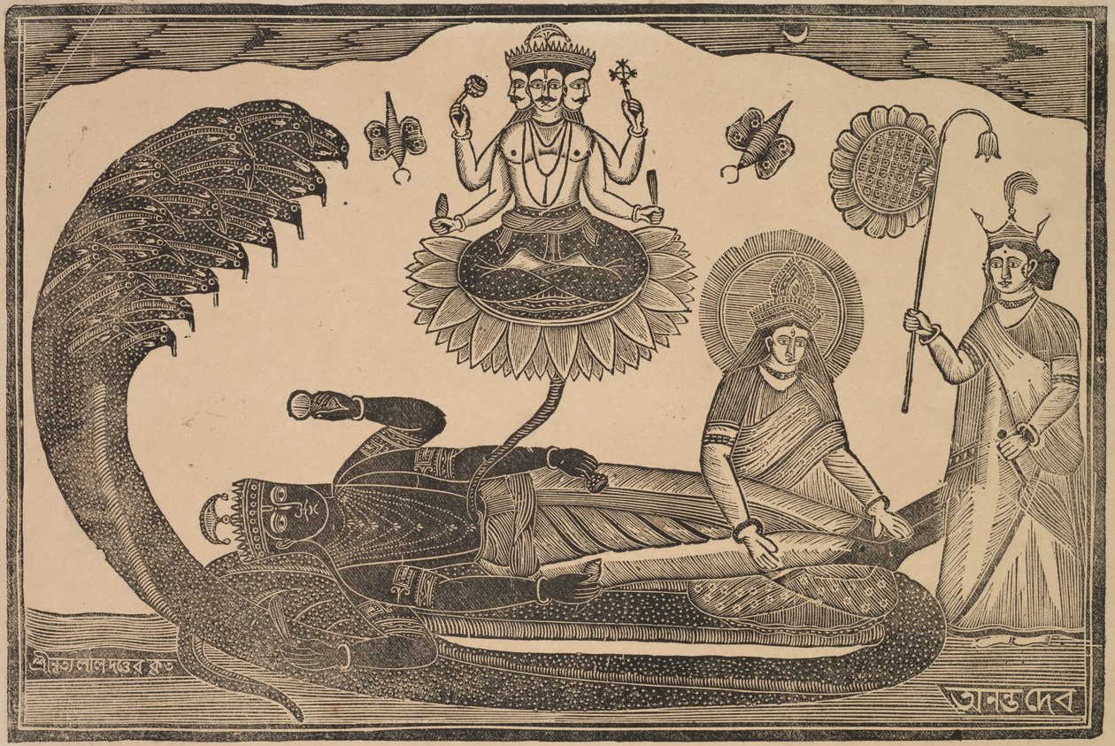 Anantasayan (Vishnu auf der Schlange Ananta ruhend) von Shri Gobinda Chandra Roy