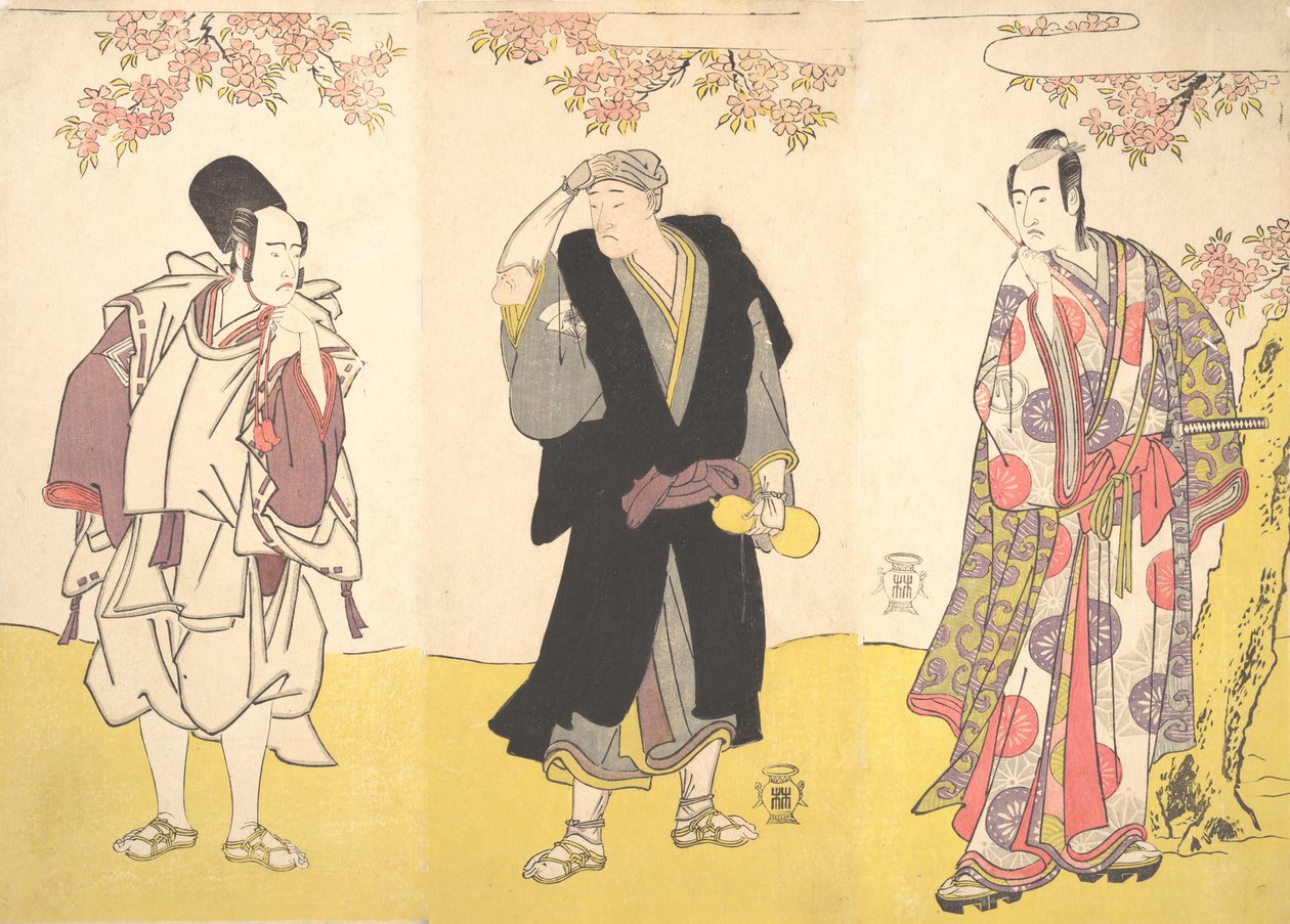 Kabuki-Schauspieler Ichikawa Yaozo III, Onoe Matsusuke I und Sawamura Sojuro III, 11. Monat, 1786 von Shunsho