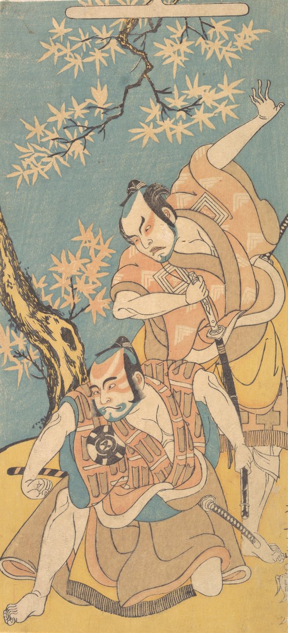 Szene aus dem Drama Otokoyama Yunzei Kurabe, 12. Monat, 1768 von Shunsho