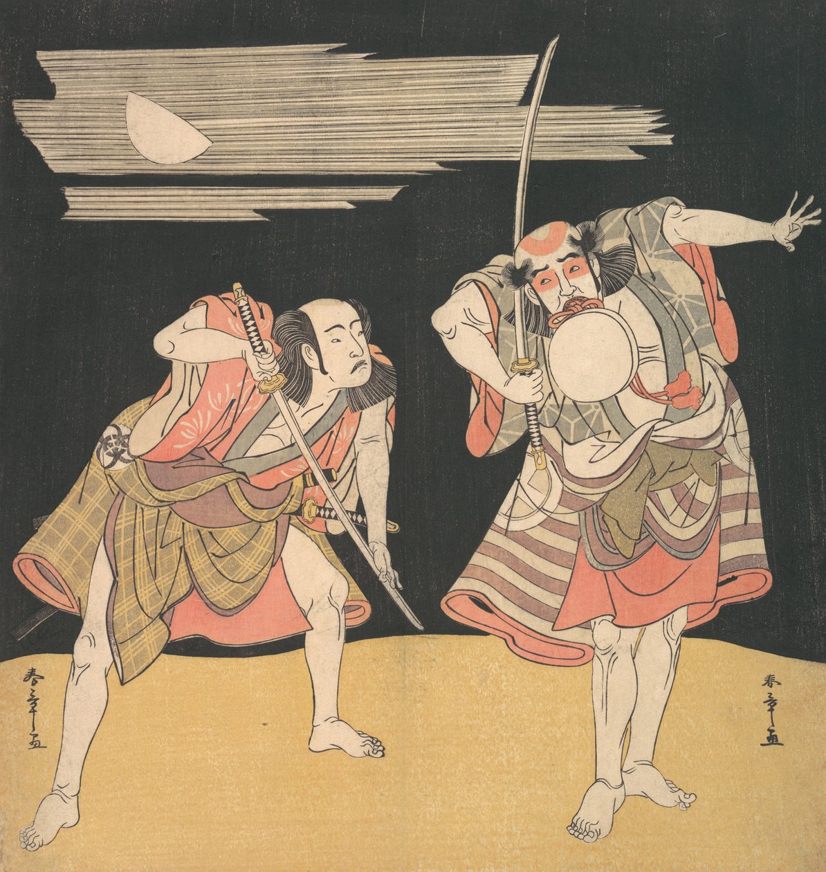 Die Schauspieler Otani Tomoemon I und Bando Mitsugoro I von Shunsho