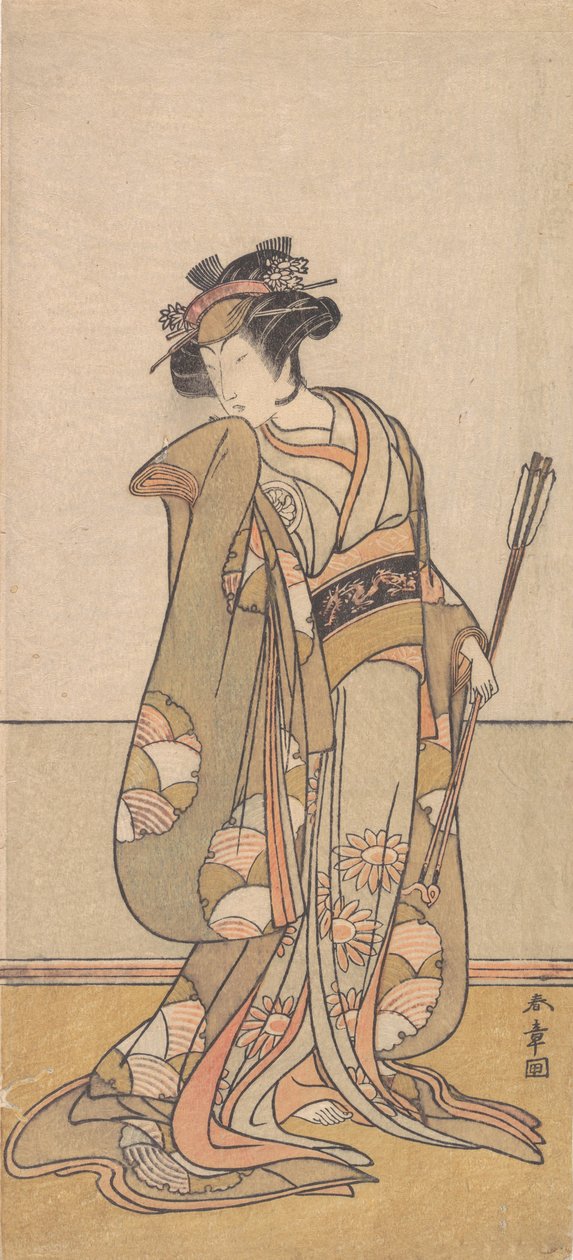 Der dritte Segawa Kikunojo als eine Frau, die nach rechts geht, 1774 oder 1775 von Shunsho