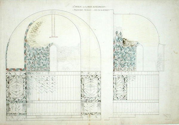 Entwurf für ein Mosaik für die Kirche der Weisheit Gottes in Lower Kingswood von Sidney Barnsley
