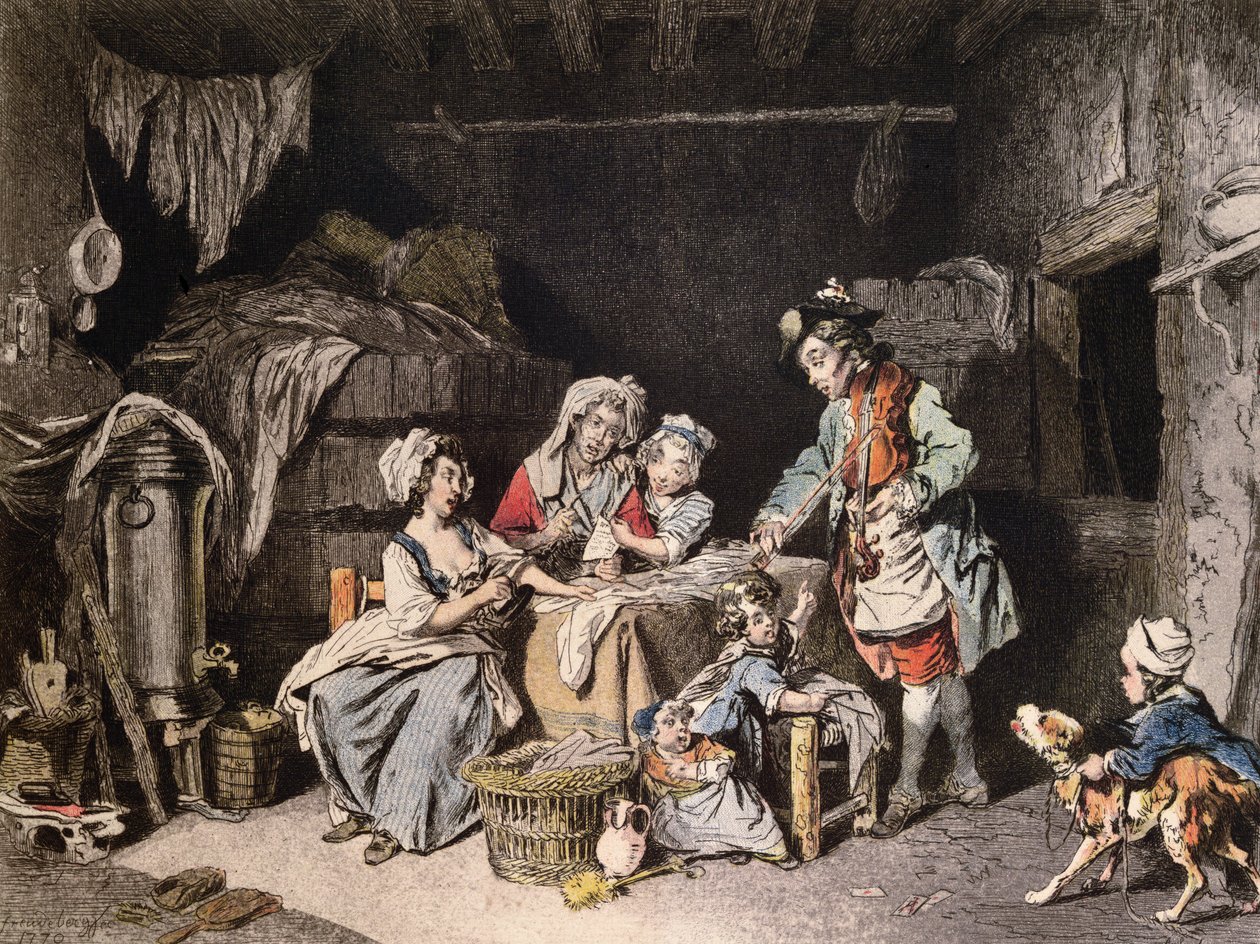 Der Liedverkäufer, graviert von Lalauze von Sigmund Freudenberger