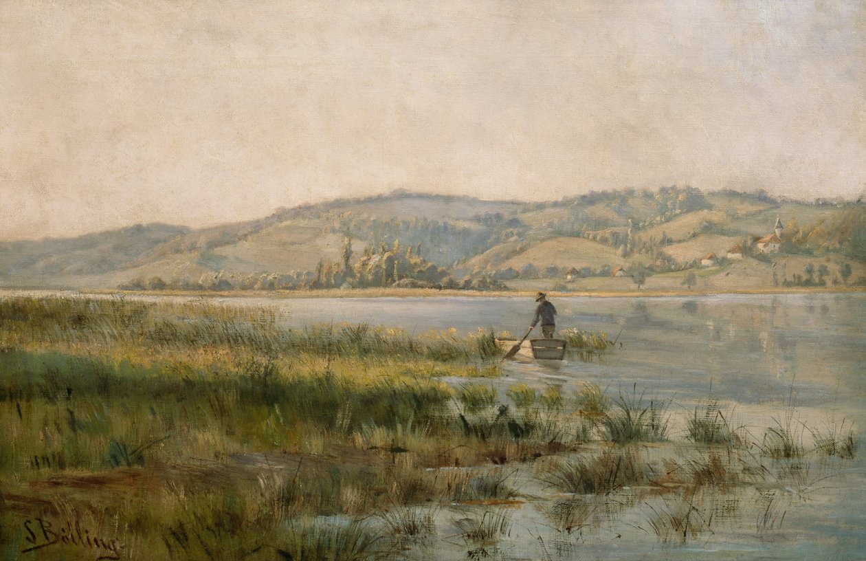 Paddelnder Mann auf dem See von Sigrid Bolling