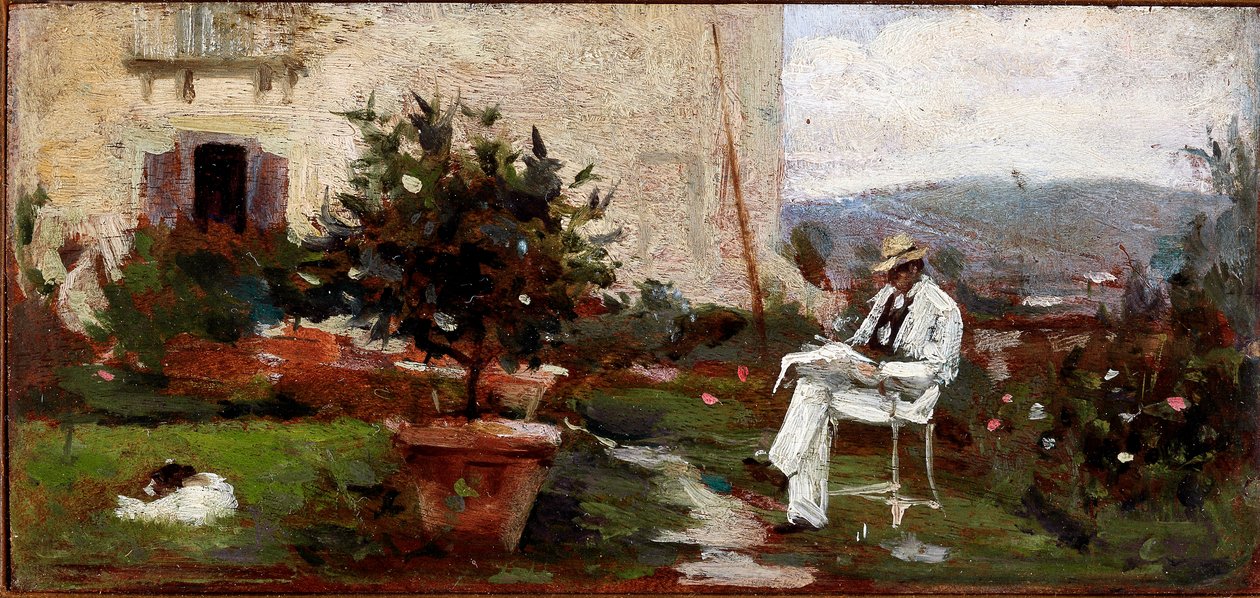 Luigi Tommasi in seinem Garten von Silvestro Lega