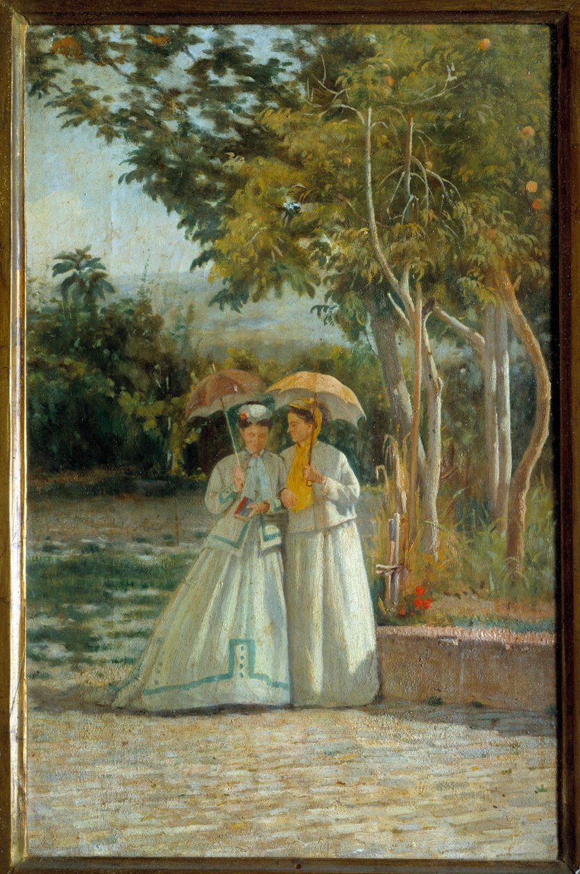 Spaziergang im Garten. Gemälde von Silvestro Lega (1826-1895) 19. Jahrhundert Florenz, Museum für moderne Kunst von Silvestro Lega