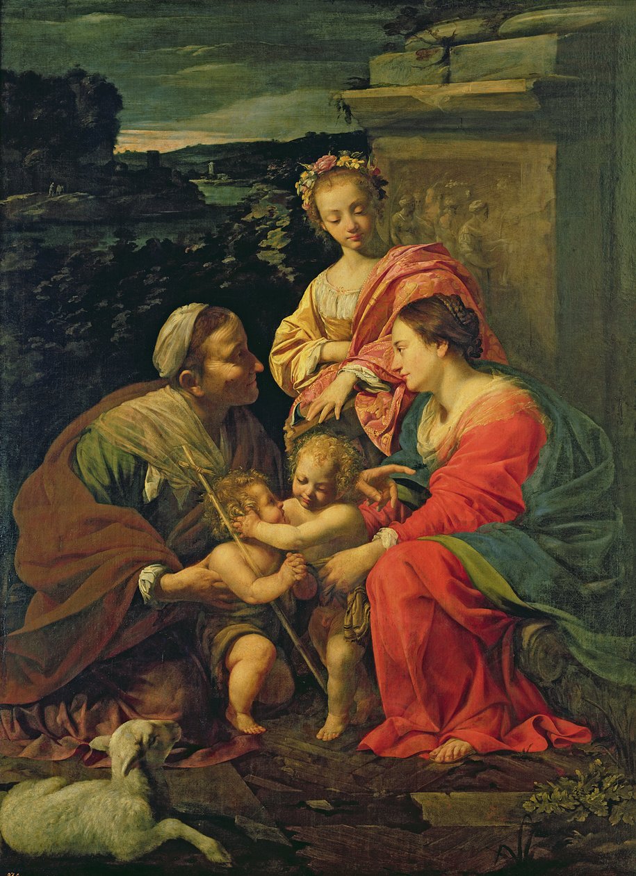 Die Jungfrau und das Kind mit der hl. Elisabeth, dem kleinen hl. Johannes und der hl. Katharina, ca. 1624-26 von Simon Vouet