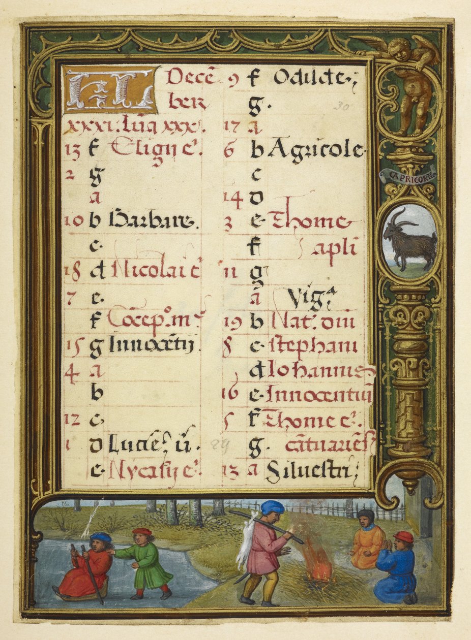 Kalenderseite für Dezember, Illustration aus 