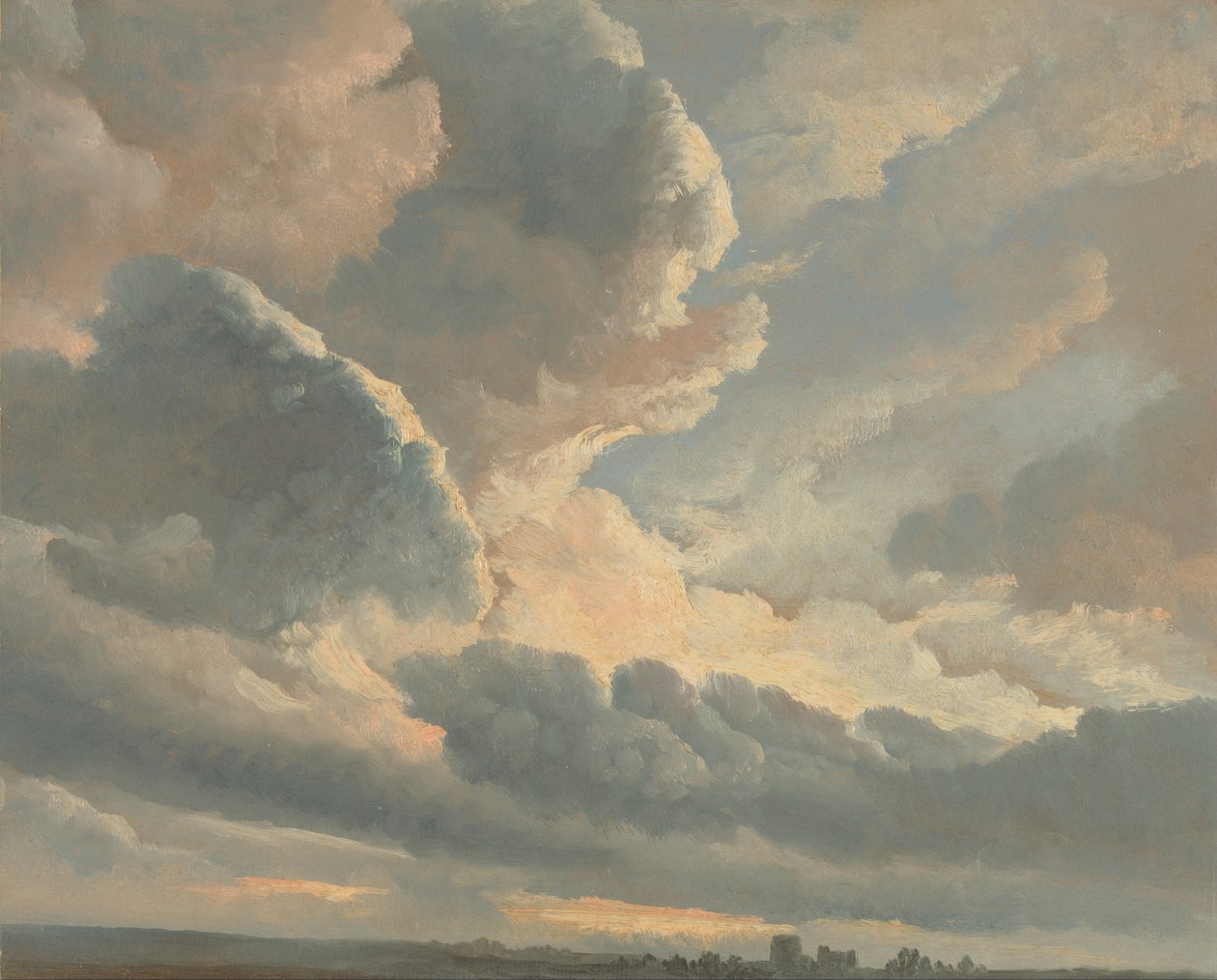 Studie von Wolken mit Sonnenuntergang in der Nähe von Rom von Simon Alexandre Clément Denis