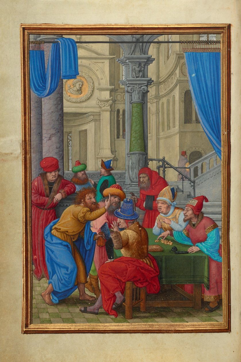 Judas erhält die dreißig Silberlinge von Simon Bening