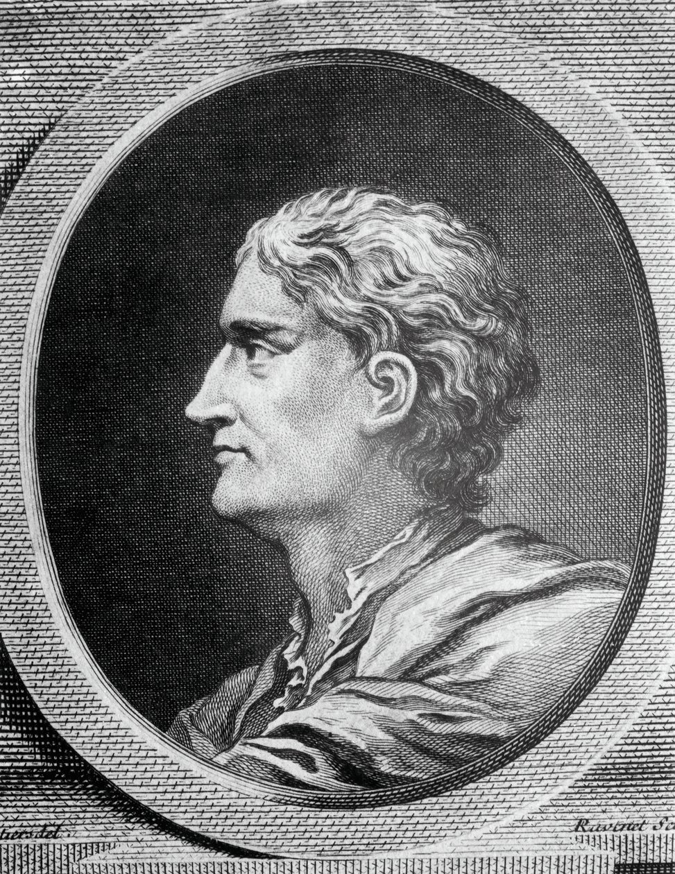 Porträt von Isaac Newton, englischer Physiker und Mathematiker, Gravur von Simon Francois Ravenet von Simon Francois Ravenet