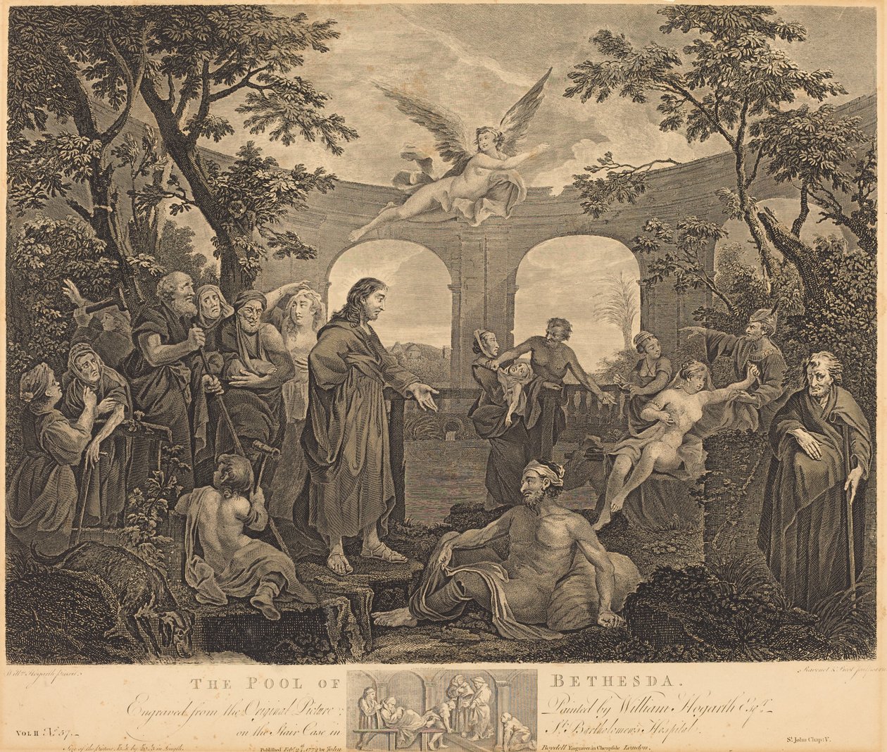 Der Teich von Bethesda von Simon Francois Ravenet I and Victor Marie Picot after William Hogarth