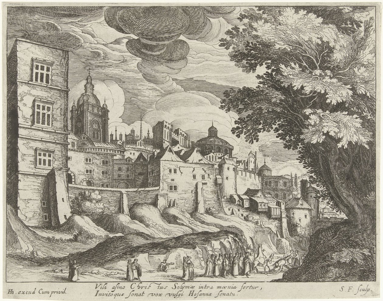 Landschaft mit dem Einzug Christi in Jerusalem von Simon Frisius
