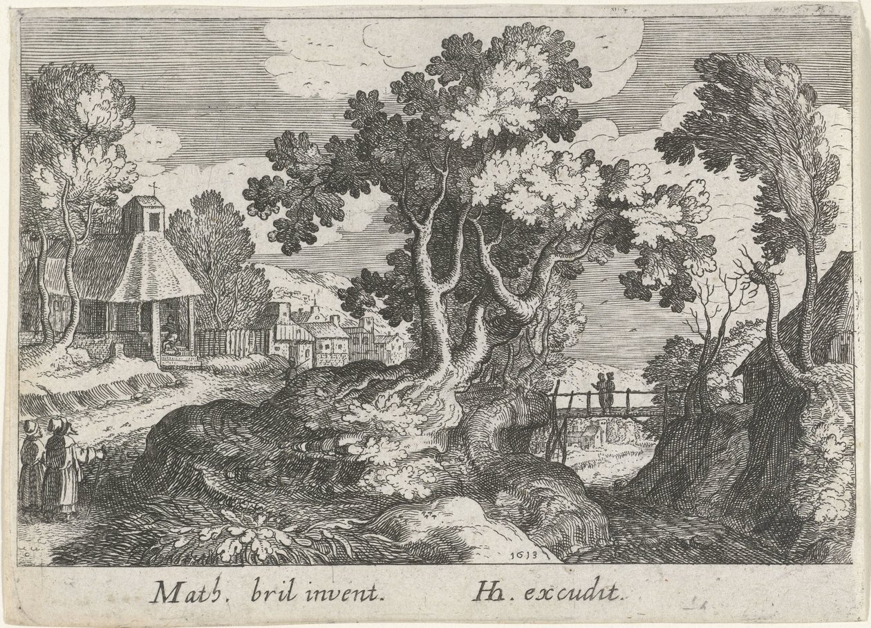 Landschaft mit einem Baum von Simon Frisius