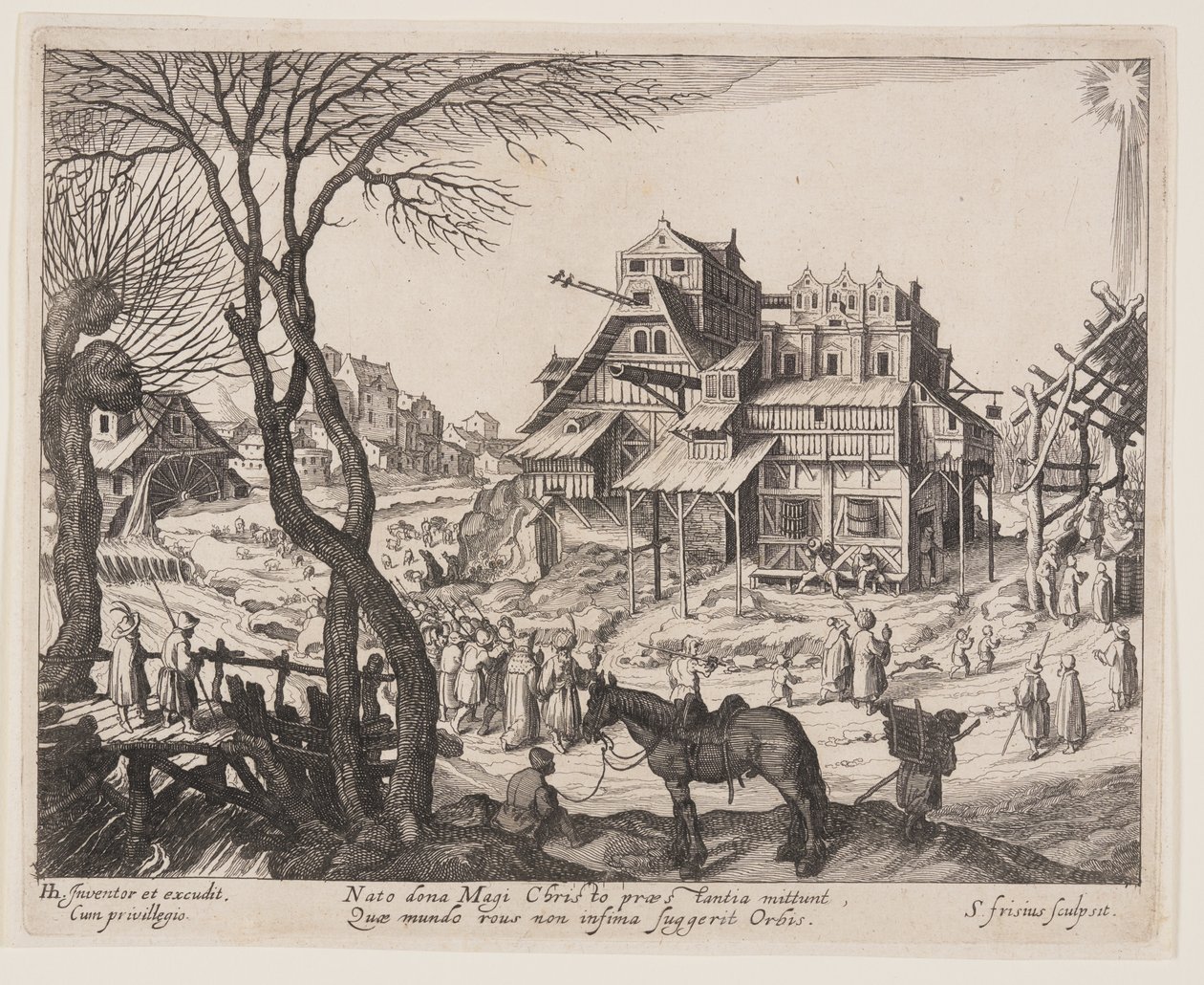 Die Anbetung der Könige, aus Landschaften mit Szenen aus dem Leben Christi von Simon Frisius