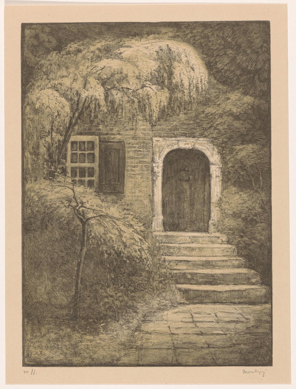 Tür mit Steintreppe von Simon Moulijn (signed by artist)