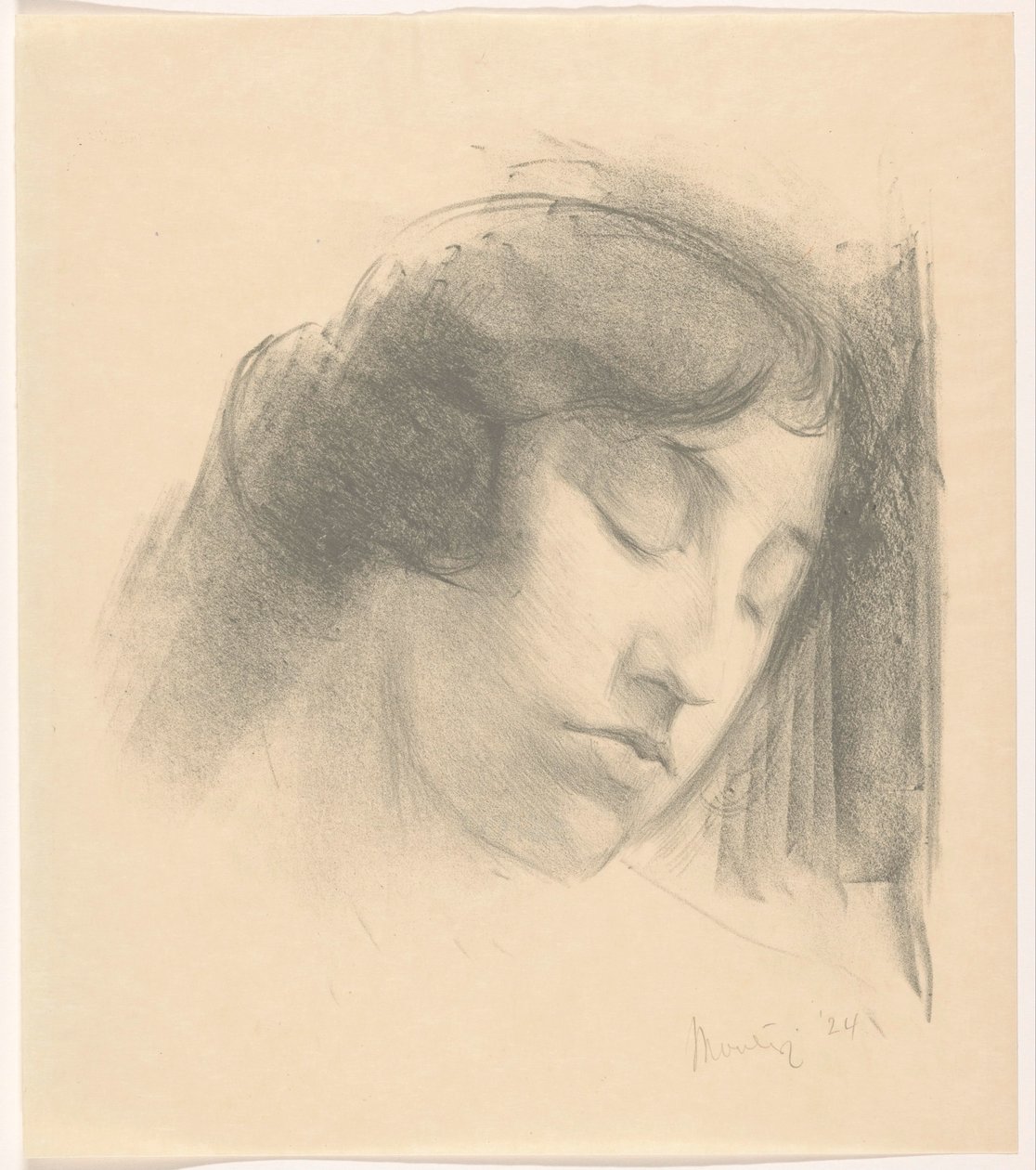 Kopf einer Frau mit geschlossenen Augen von Simon Moulijn (signed by artist)