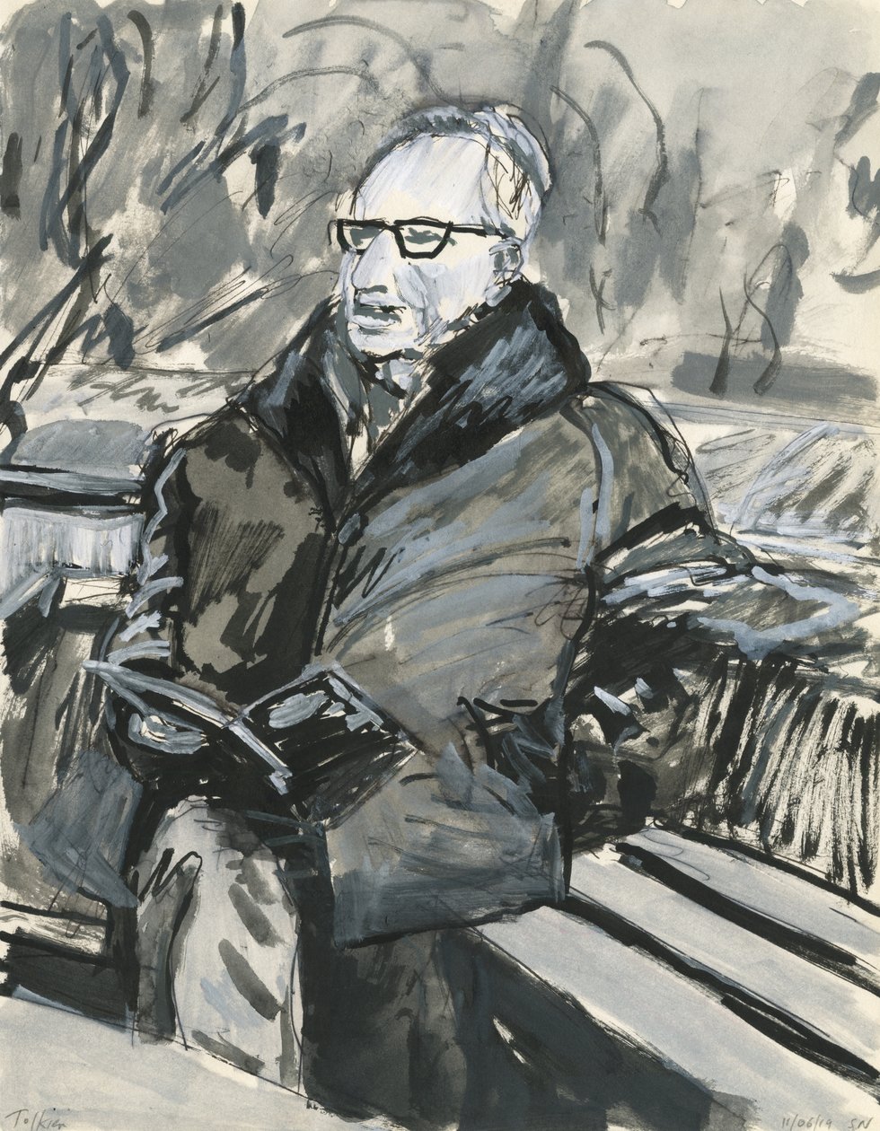 Mann, der ein Buch liest, 2019 von Simon Neville