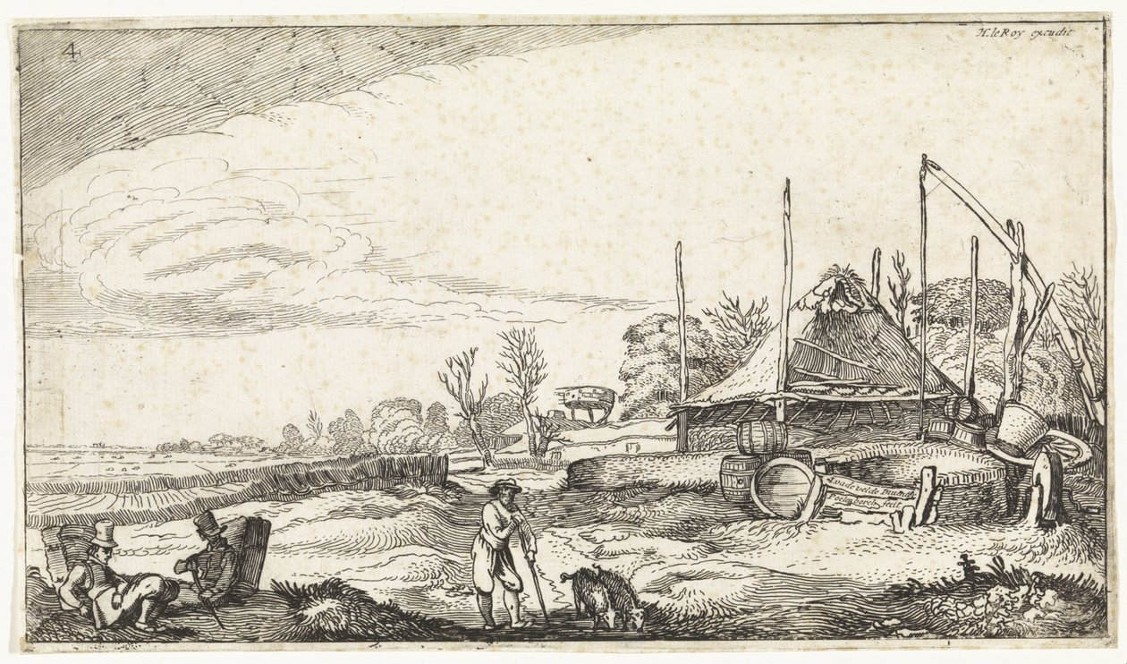 Landschaft mit rastenden Hausierern von Simon Poelenburg