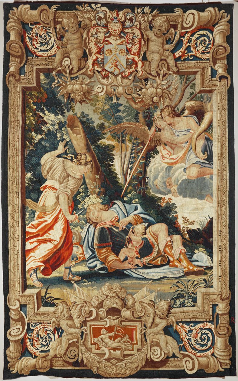 Die Liebe hindert Armida daran, den schlafenden Rinaldo zu erstechen von Simon Vouet