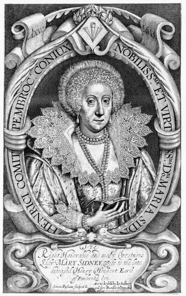 Die ehrenwerte und tugendhafteste Lady Mary Sidney, Ehefrau des verstorbenen Henry Herbert, Earl of Pembroke, veröffentlicht von Sudbury und Humble, 1618 von Simon de Passe