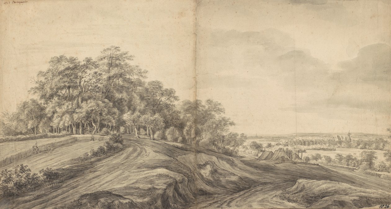 Panorama von Boersberg mit Schloss Doorwerth in der Ferne von Simon de Vlieger