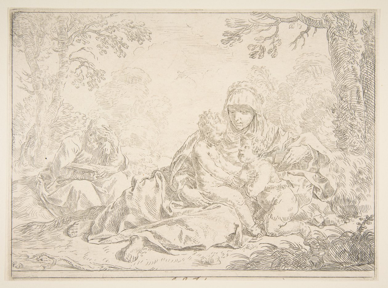Heilige Familie mit Johannes dem Täufer, ca. 1637-1640 von Simone Cantarini