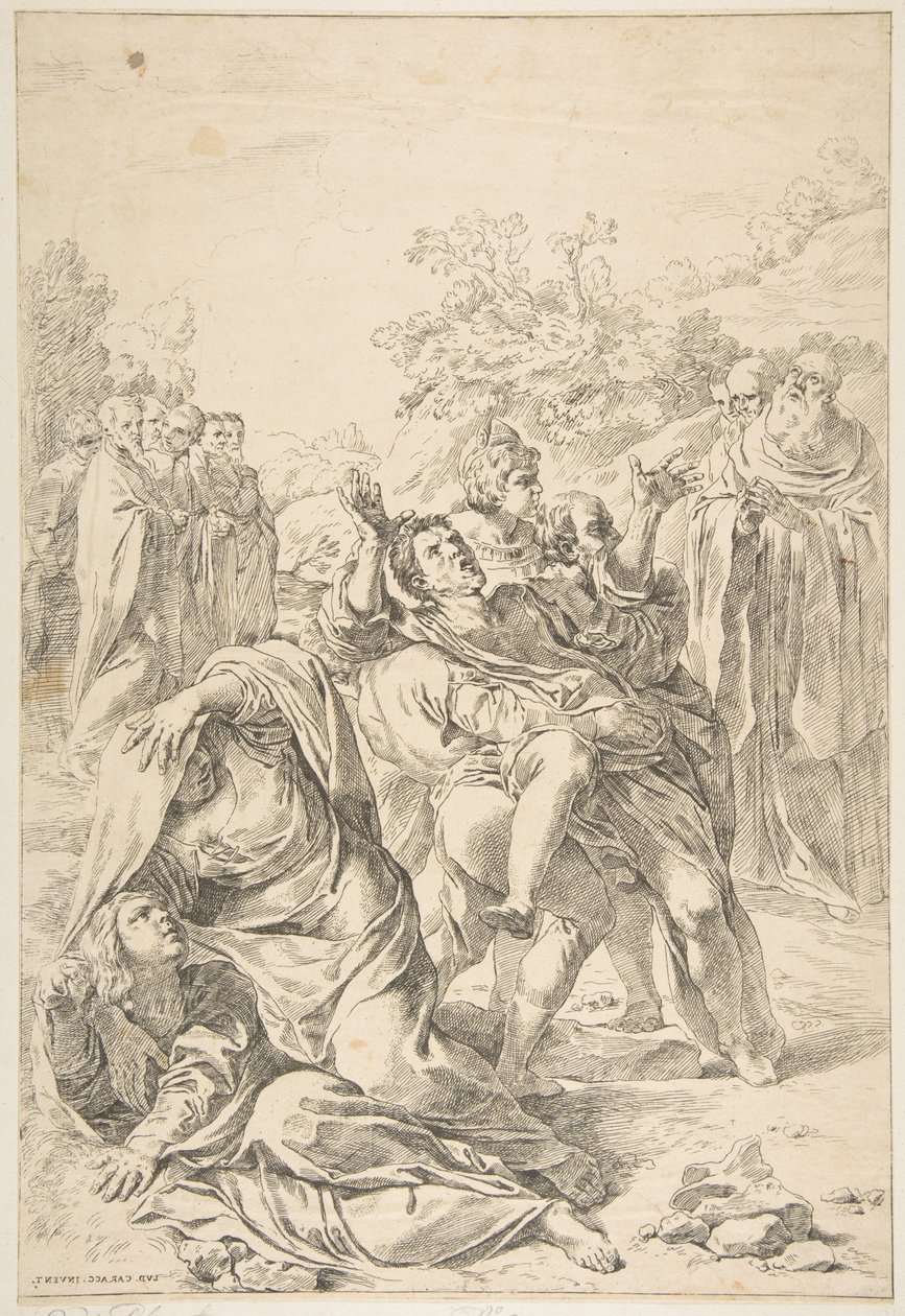 Heiliger Benedikt exorziert einen Dämon, ca. 1637-1639 von Simone Cantarini