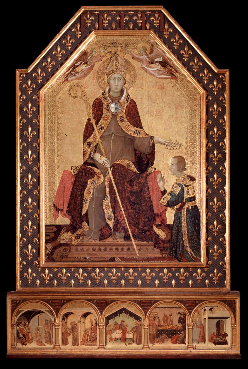 Saint Louis von Anjou (von Toulouse) krönt Robert I. von Neapel (1277-1343). Gemälde von Simone Martini (ca. 1284-1344) 1317 Neapel, Museo Nazionale di Capodimonte von Simone Martini