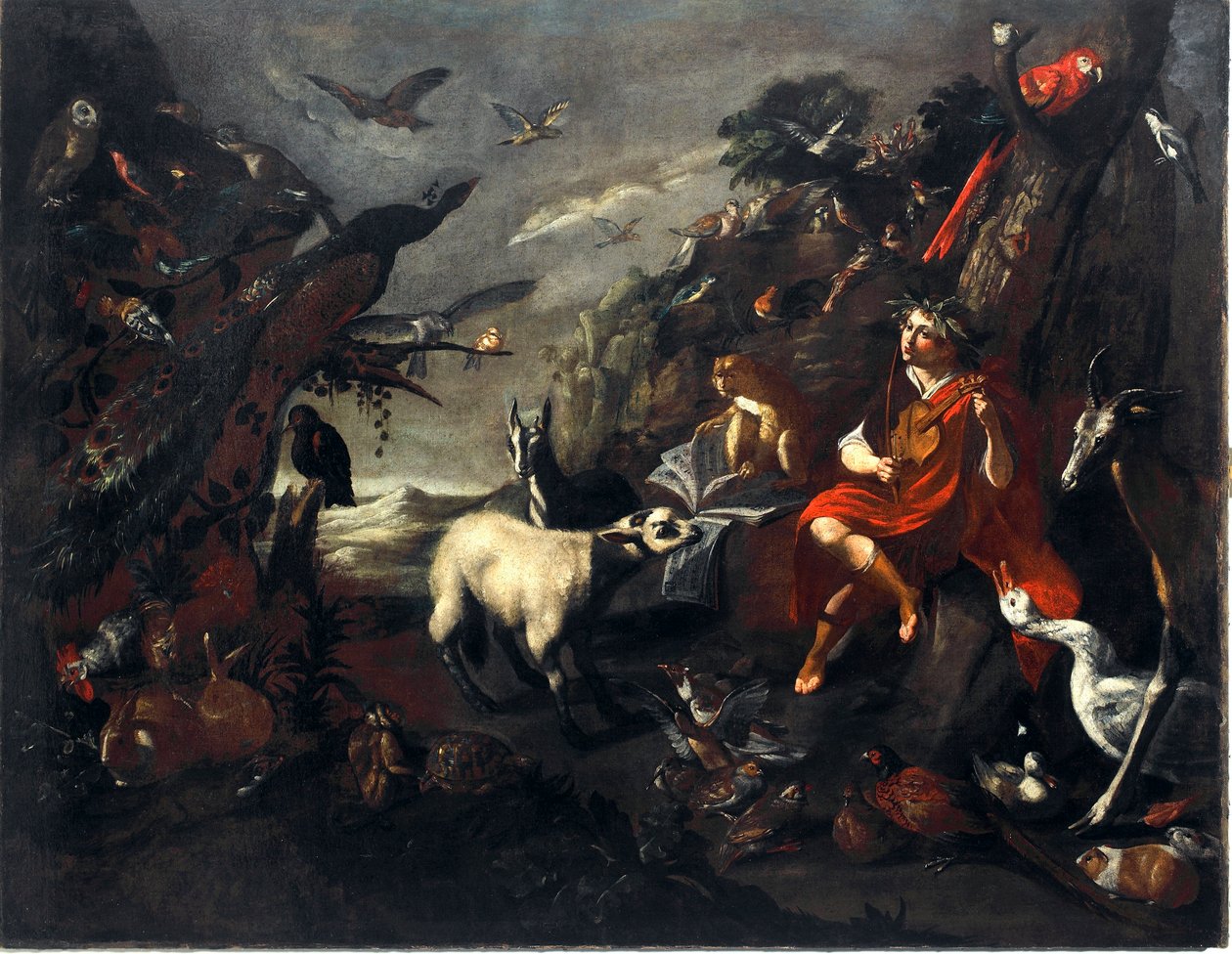 Orpheus und die Tiere. Gemälde aus dem Umfeld von Sinibaldo Scorza (1589-1631) von Sinibaldo Scorza