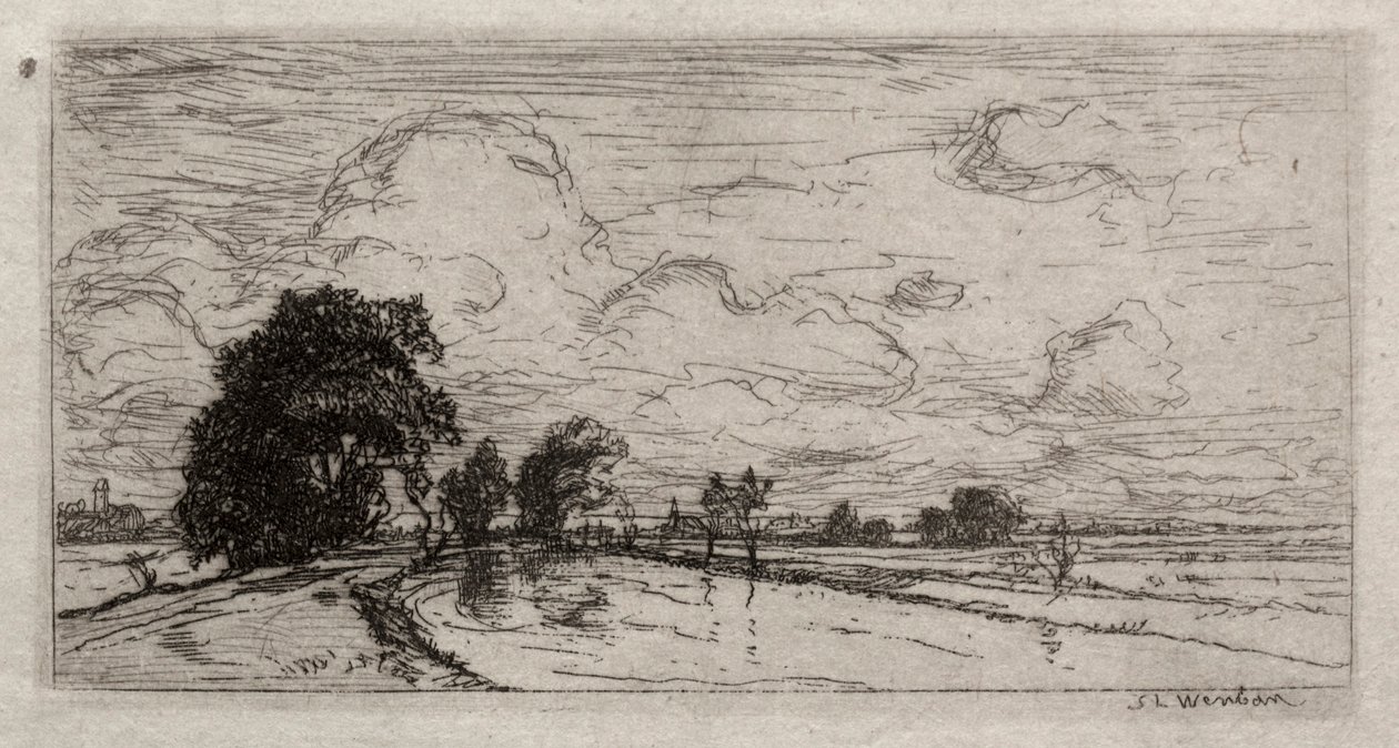 Überflutete Landschaft mit Bäumen von Sion Longley Wenban
