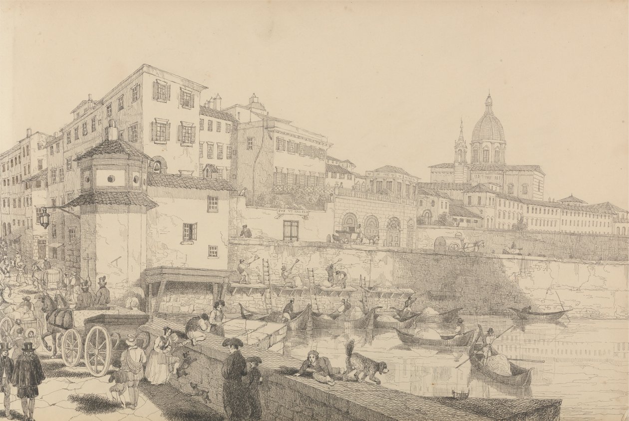 Album mit 30 Ansichten in Tirol und Italien: Ansicht des Casino Pecori am Lung Arno, Residenz von Sir Charles D