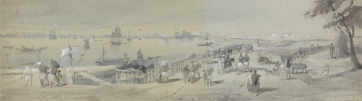 Gesamtansicht von Kalkutta, vom Eingang des Wassertors von Fort William von Sir Charles DOyly