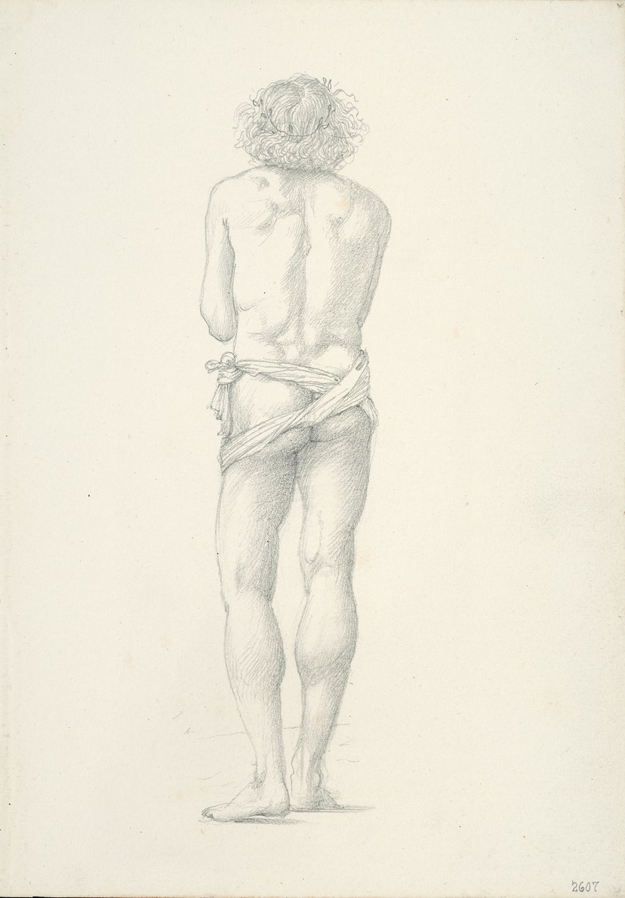 Rückansicht eines stehenden männlichen Aktes von Sir Edward Burne Jones