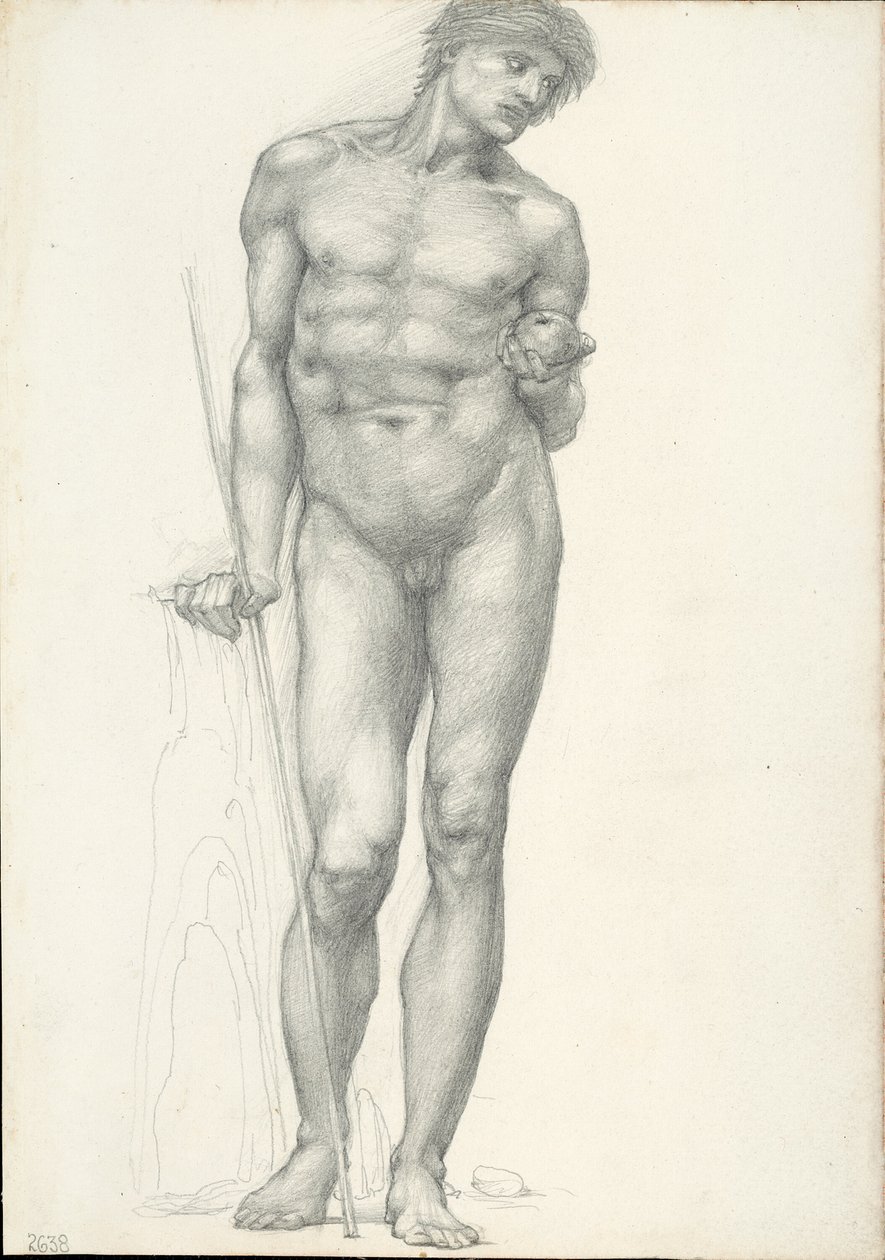 Paris mit goldenem Apfel in der linken Hand, für das Troja-Triptychon (Skizzenbuch Nr. 2638) von Sir Edward Burne Jones