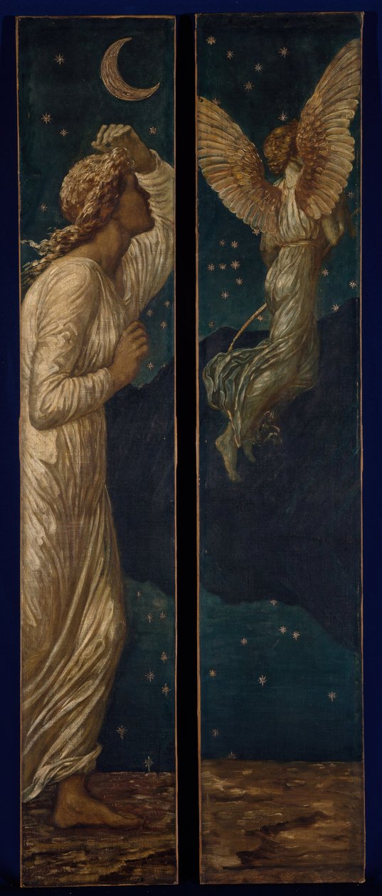 Amor und Psyche - Wandgemälde im Palastgrün - Amor fliegt von Psyche weg von Sir Edward Coley Burne Jones