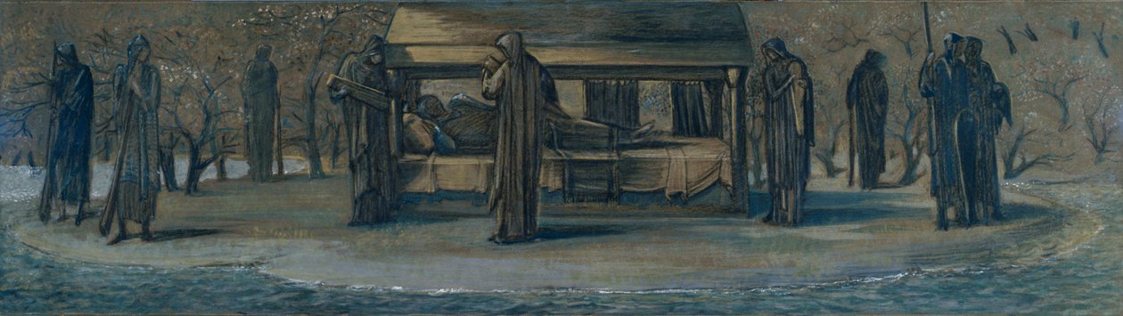 König Artus in Avalon, Studie, 1890 von Sir Edward Coley Burne Jones