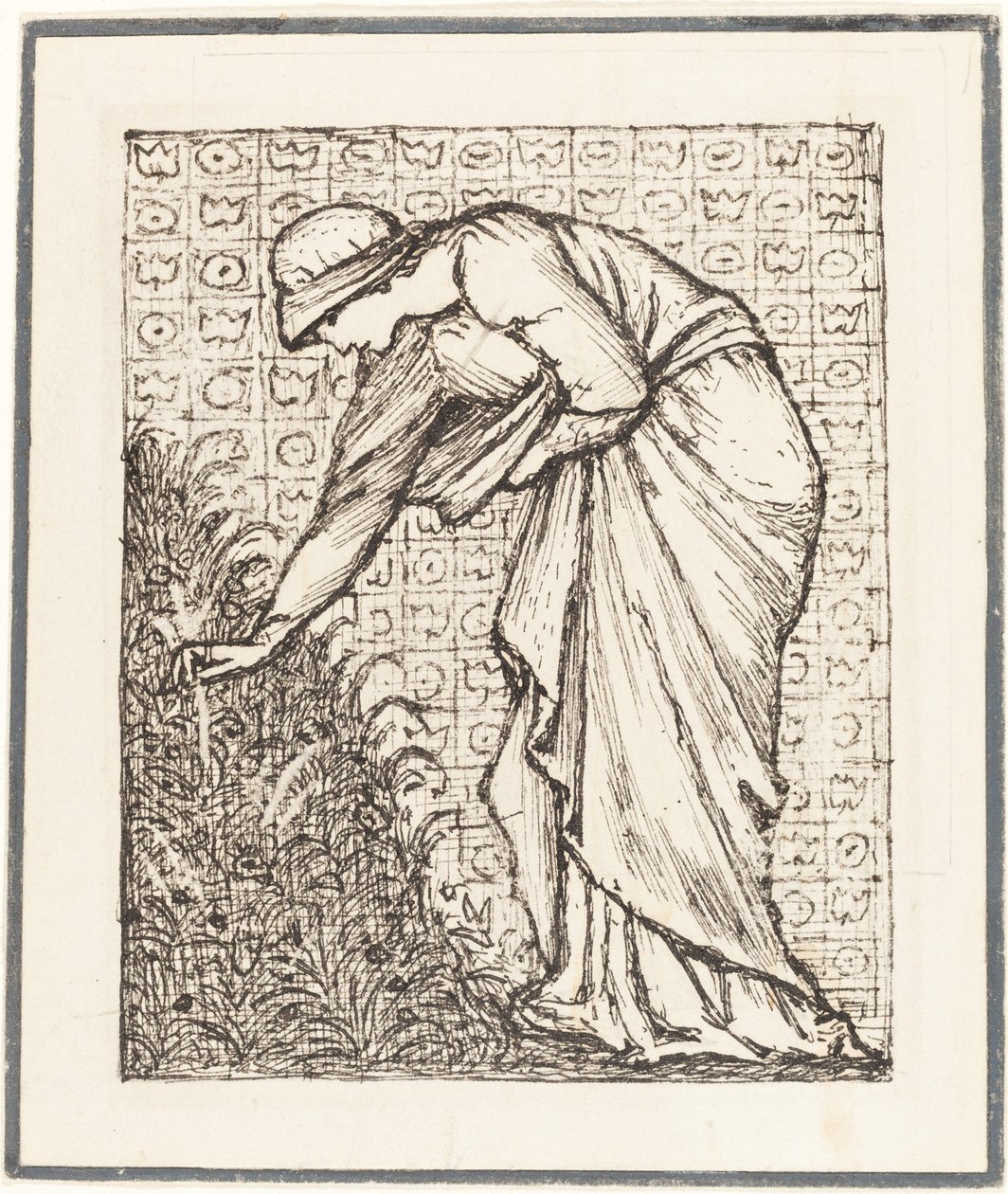 Dame pflückt Blumen von Sir Edward Coley Burne Jones